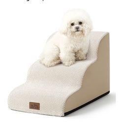 Dog Stairs for Small Dogs 15.7" H, Curved Dog Step for Puppy, Older Cat, Medium Pet Ramp for Sofa, Couch or Chair, Ladder with High Density Foam, 15.7