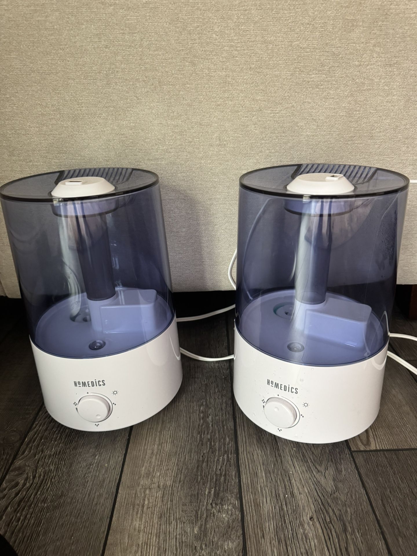 Set of 2 Homedics Totalcomfort Ultrasonic Humidifier 360 Total Comfort Mist White