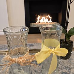 4 Brand New Glass Flower Vases. 9 Inches Height