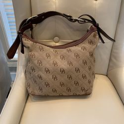 Used Dooney and Bourke Canvas and Leather Shoulder Bag