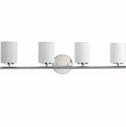 4-Light Polished Nickel Etched Glass Modern Bathroom Vanity Light