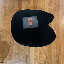 Wood Table With Highland Cow 