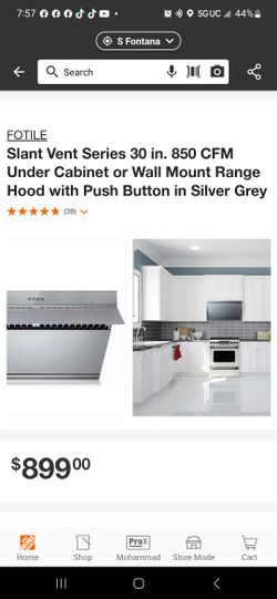 Slant Vent Series 30 in. 850 CFM Under Cabinet or Wall Mount Range Hood with Push Button in Silver Grey