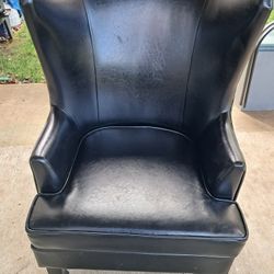 Black Leather Wingback Chair