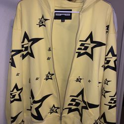 SP5DER YELLOW ZIP UP HOODIE L