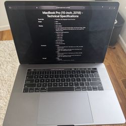 MacBook Pro, 15 Inch, 2018 - Like New