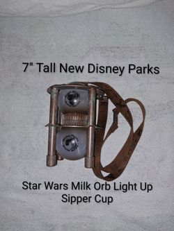 New Unused Disney Parks Star Wars Galaxies Edge Milk Orb Light Up Sipper Cup With Lanyard