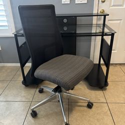 Beautiful Glass Top Desk & Chair 