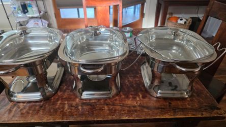 Set of 3 Stainless Steel Chafing Dishes