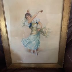 Vintage Framed Watercolor