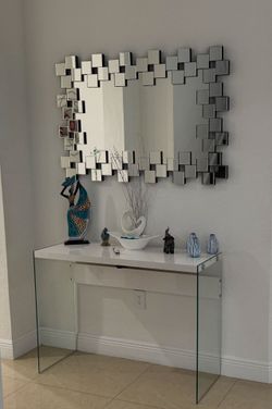 Modern Glass Console Table and Mirror