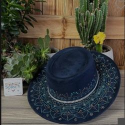 NWT Solei Mexican Artisinal Suede Hand Painted Sombrero