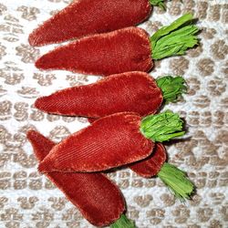 Small Bright Orange Velvet Carrot Easter Decor