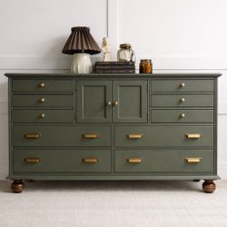 Moody solid wood dresser refinished in green bronze / tv stand / sideboard / nursery