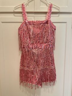Women's Soft Pink Sequin Tassels Short Jumpsuit, 70s Party Glam Glitter Backless Halter Romper,