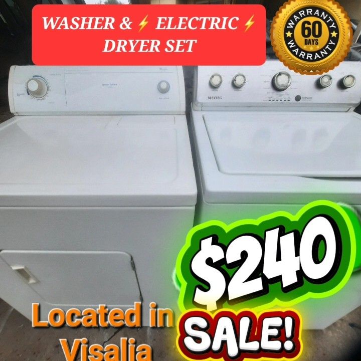 Washer &⚡ Electric ⚡ Dryer Set. NEW HEATING ELEMENT!