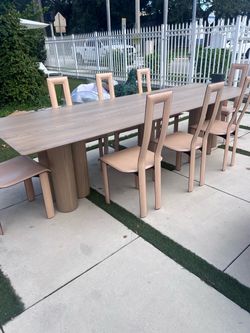 Extra Large Modern Dining / Conference Table with 8 Elegant Chairs