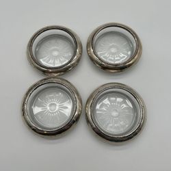Frank M. Whiting & Co. Sterling Silver & Crystal Coasters - Set of 4