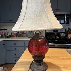 Gorgeous Antique Red Glass Lamp