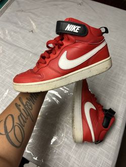 Nike Court Borough Mid 2 Red White Youth Sneakers Size 5.5 Mens / Youth