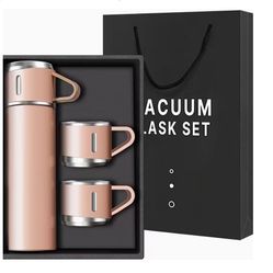 New Stainless Steel Vacuum Bottle Set With 3 Cups