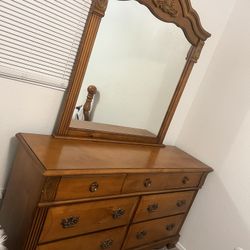 Wood  7-Drawer Dresser w/ Mirror