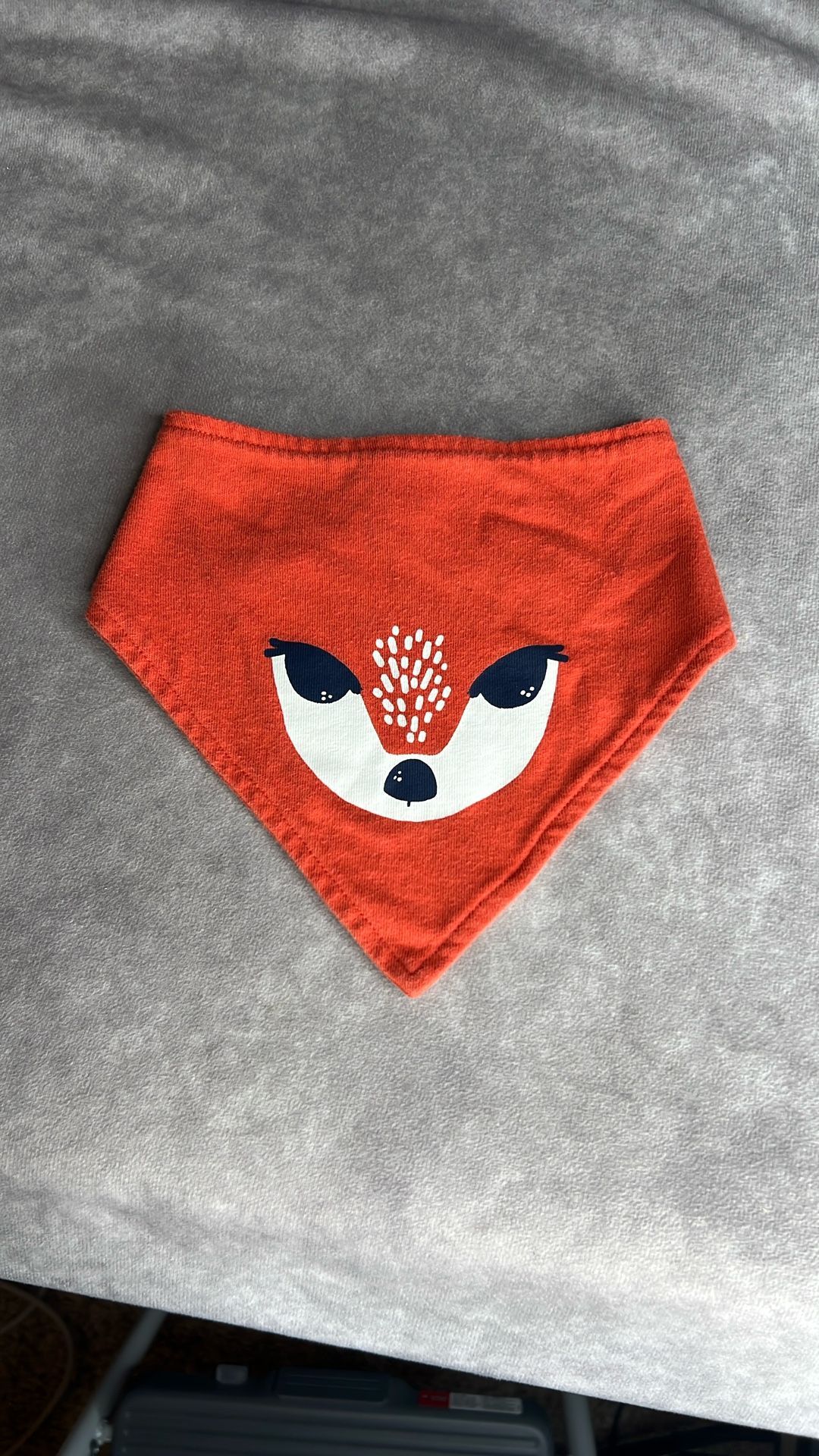 Fox Face Bib Bandana Baby Infant Toddler Doll or Pet Scarf Snap Closure Orange