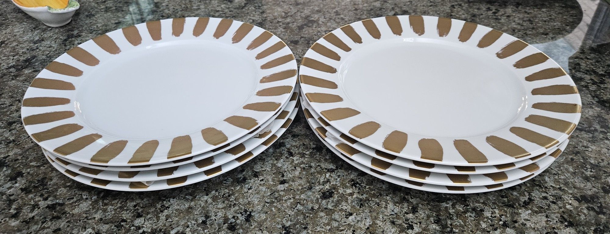 Apilco Decorative Porcelain Dinner Plate or Charger (12"-France) 8 In Set