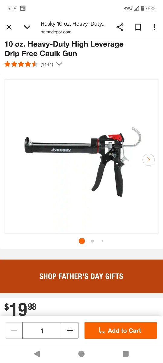 Husky Heavy Duty 10 oz Adjustable Force Caulk Gun