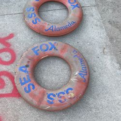 Two. Life Preservers From The Ss Alameda Seafox Good For Decoration Or Throw From A Boat.