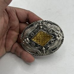 Vintage Silver Belt Bucle Handcrafted in USA