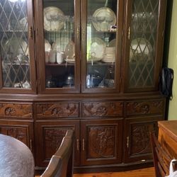 Antique Triple Buffet, 3 Drawers,3 Cabinets , Hutch Lots Of Storage 