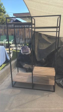 Industrial Open Wardrobe Clothing Rack with Shelves