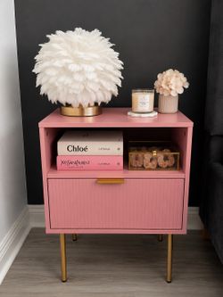Pink Nighstand with Gold Hardware- 2X