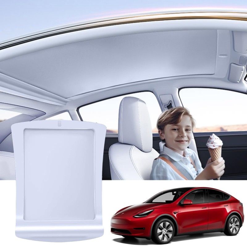 New In Box Electric Retractable Sunshade Roof For Tesla Model Y 2019-2024 Grey