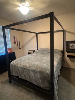 Canopy queen size bed frame