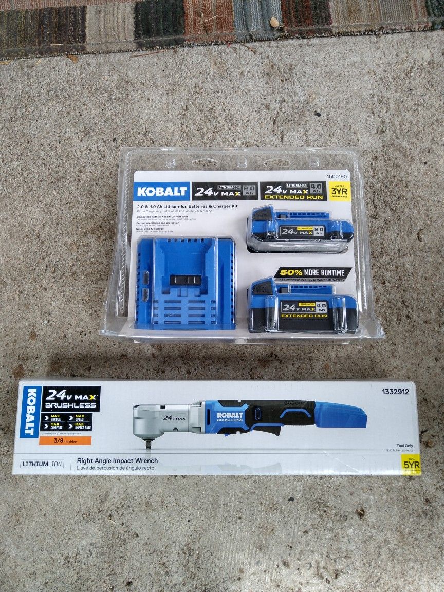 Kobalt 24v Max 3/8" Right Angle Impact Wrench and Battery/Charger Combo
