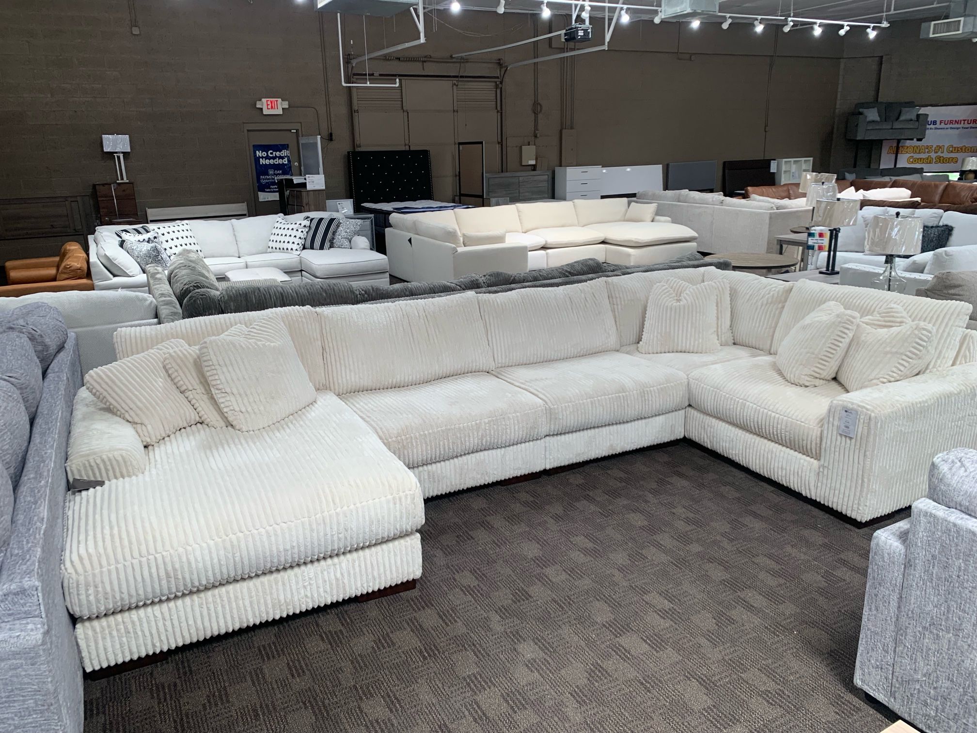 Super Soft Cream Beige Corduroy Sectional Couch