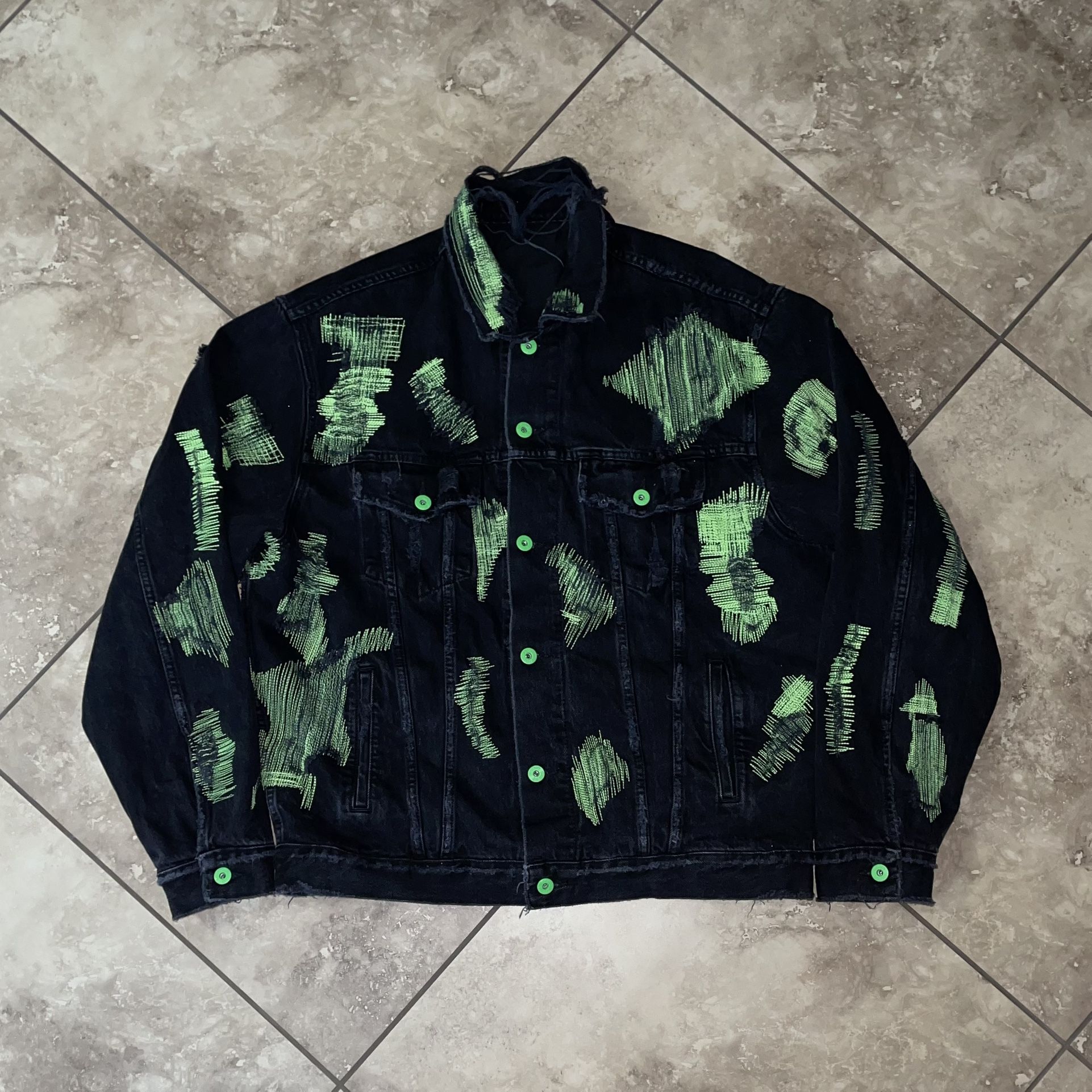 Endless Denim Black Distressed Jacket Size Large