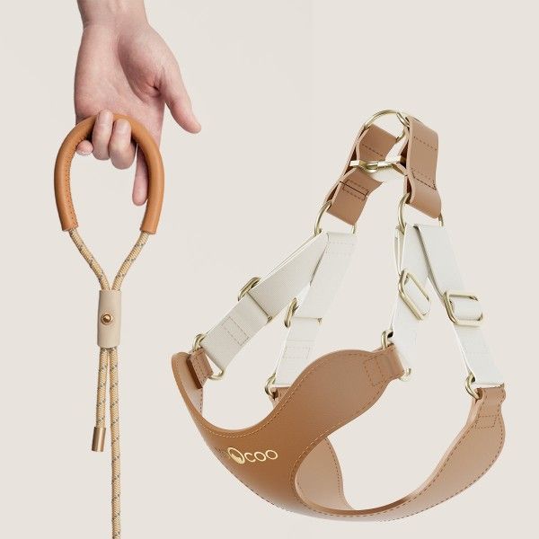 Pet Harness & Leash Set – Leather Edition Latte