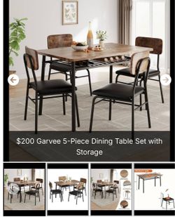 5 piece dining table set with storage