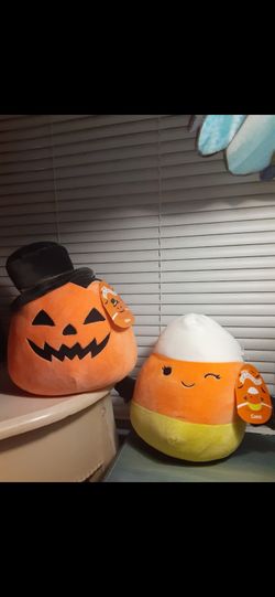 Squishmallow 8"inch Riba Jack O Lantern Pumpkin & Casey Candy Corn Bat plush toy 2 set NWT 2022 $20
