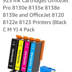923 Ink Cartridge Combo Pack (Without Chip) for HP OfficeJet Pro 8130e 8135e 8138e 8139e and 8120 8122e 8123 Printers (Black C M Y)
