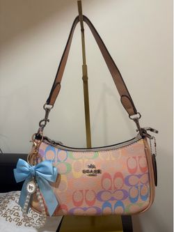 Coach Signature Canvas Rainbow Shoulder Bag