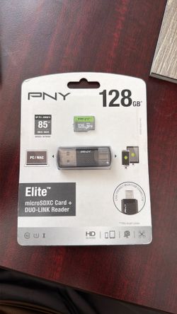 PNY 128 GB Flash Card (microSDXC Card) + DUO - Link Reader