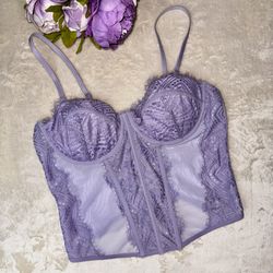 NWT Garage Purple Chrishell Lace Mesh Bustier - Women’s 