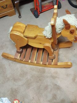 Large homemade solid wood rocking horse