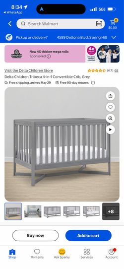 Delta Children Tribeca 4-in-1 Convertible Crib, Grey