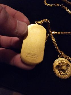 Kith X Versace Gold Dogtag Necklace for Sale in Conroe TX OfferUp