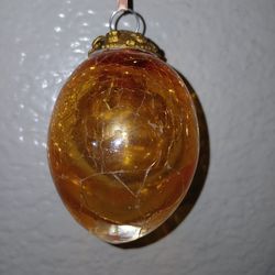 Orange Crackle Heavy Glass Ornament